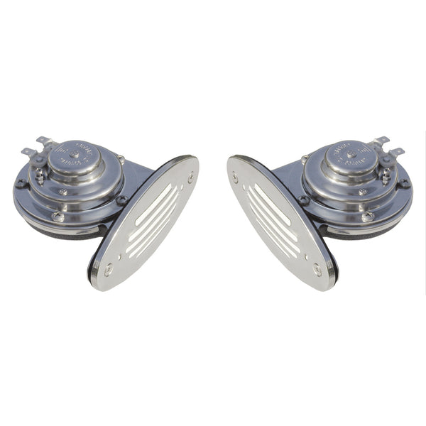 Schmitt Marine Mini Stainless Steel Dual Drop-In Horn w/Stainless Steel Grills High  Low Pitch [10055]