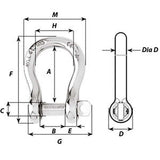 Wichard Captive Pin Bow Shackle - Diameter 6mm - 1/4" [1443W]