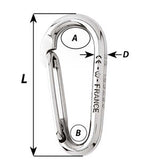 Wichard Symmetric Carbine Hook Without Eye - Length 60mm - 1/4" [2333W]