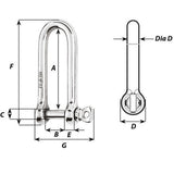 Wichard HR Long D Shackle - 10mm Diameter - 25/64" [11215W]